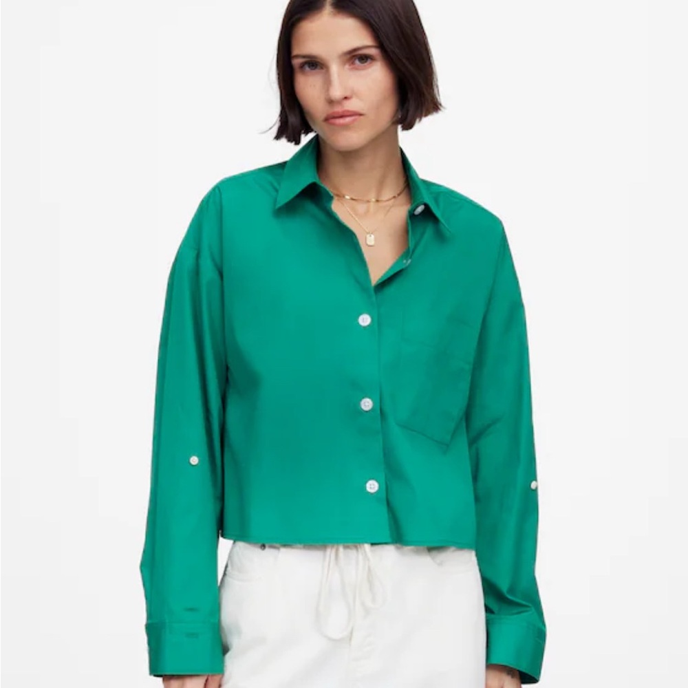 MADEWELL GREEN Straight Hem Shirt